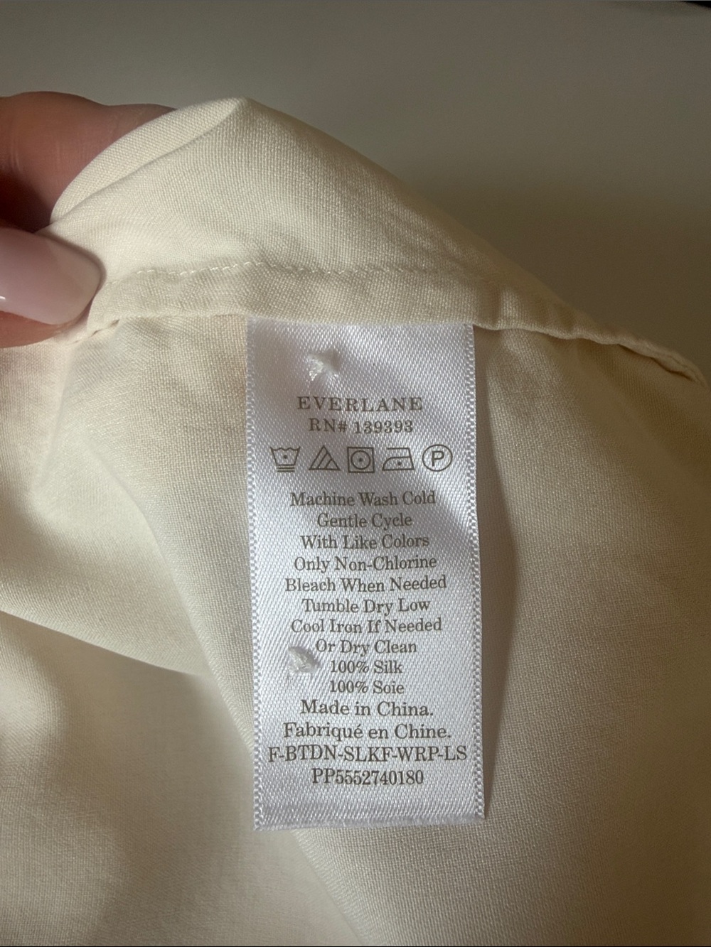 EVERLANE Silk-Blend Cream Wrap Blouse - Women's Top - Picture 10 of 10